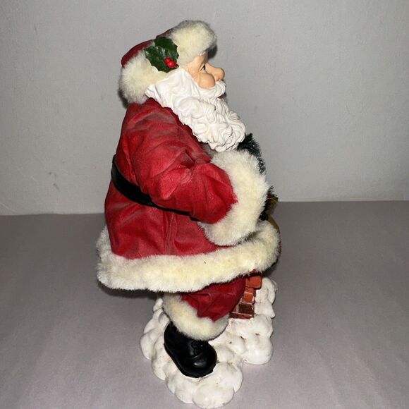 Vintage 1996 Heritage Mint Ltd 13 Inch Cloth Mache Santa Claus Down The chimney - Picture 2 of 5